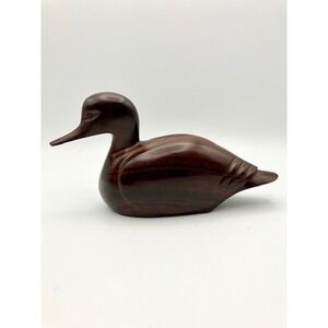 Vintage Ironwood Duck Decoy Figurine Hand‎ Carved Brown with Wood Grain